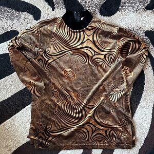 American Vintage Brown and Black Patterned Turtleneck Sweater